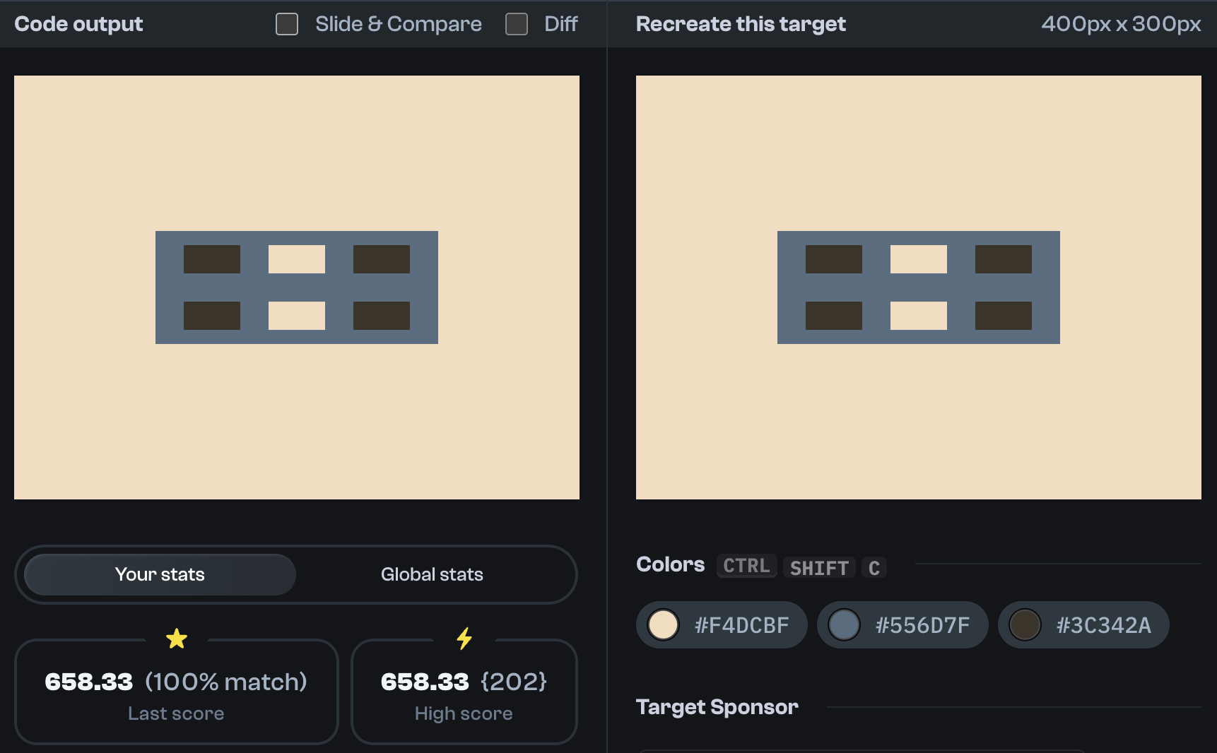 Target 168 comparison